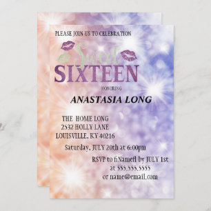 Moderner, eleganter Lila Glitzer Save the Date