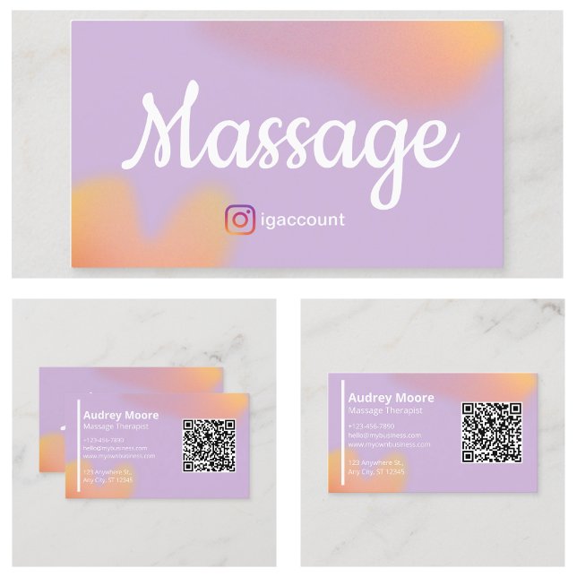 Moderner Eleganter Massagetherapeut QR-Code Visitenkarte (Modern Elegant Massage Therapist QR code Business Card
)