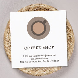 Moderner eleganter Minimal Coffee Icon Coffee Shop Quadratische Visitenkarte
