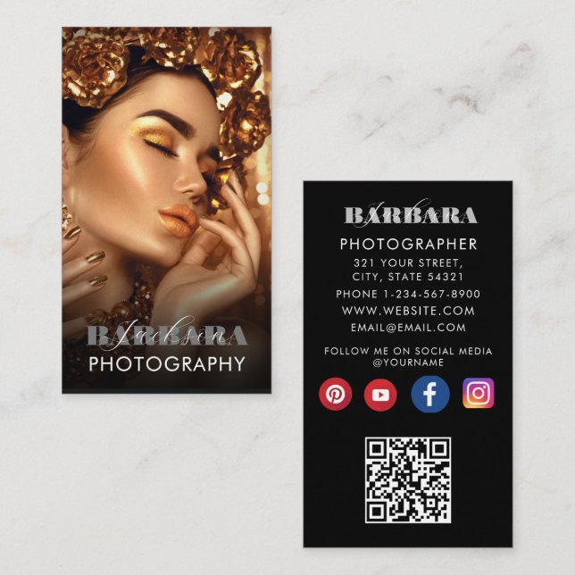 Moderner eleganter minimaler Fotografie qr Code Visitenkarte (Vorne/Hinten)