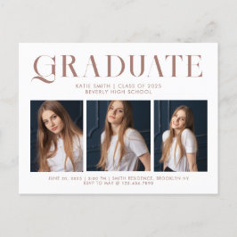 Moderner Eleganter Minimalistischer Abschluss Drei Einladungspostkarte