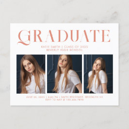 Moderner Eleganter Minimalistischer Abschluss Drei Einladungspostkarte