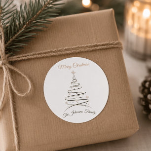 Moderner Eleganter Minimalistischer Weihnachtsbaum Runder Aufkleber