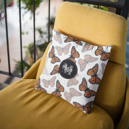 Moderner Eleganter Monarch Butterfly Mit Monogramm Kissen