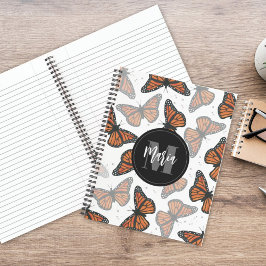 Moderner Eleganter Monarch Butterfly Mit Monogramm Notizbuch