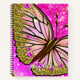 Moderner Eleganter Monarch Butterfly Mit Monogramm Notizbuch