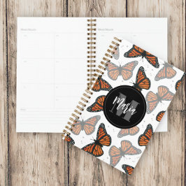 Moderner Eleganter Monarch Butterfly Mit Monogramm Planer