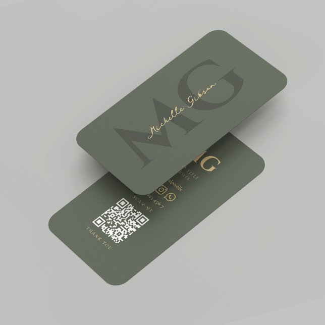 Moderner eleganter Monogram Sage Green Anwalt Visitenkarte (Modern Elegant Monogram Sage Green Lawyer Business Card
)