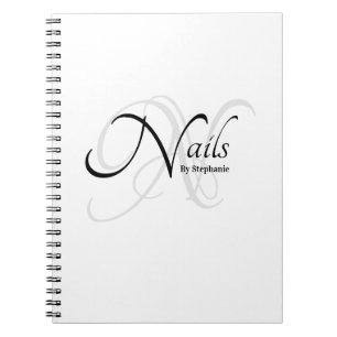 Moderner eleganter Monogram White Nail Artist Notizblock