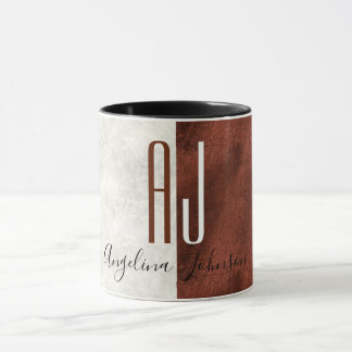 Moderner, eleganter Monogramm-Marmor und Kupferkaf Tasse