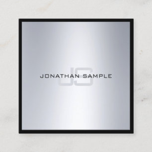 Moderner eleganter Monogrammchic-Silber-Blick Quadratische Visitenkarte