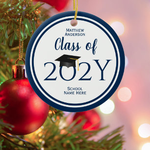 Moderner Eleganter Navy Blue Typografy Abschluss Keramik Ornament