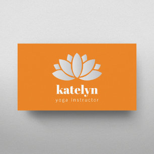 Moderner Eleganter Orange Lotus Icon Yoga Instrukt Visitenkarte