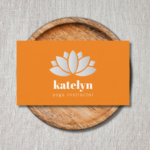 Moderner Eleganter Orange Lotus Icon Yoga Instrukt Visitenkarte