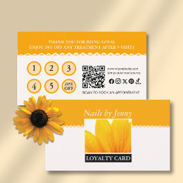 Moderner eleganter Orange White Floral Nail Salon Treuekarte