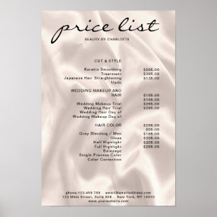 Moderner Eleganter Preisliste Poster