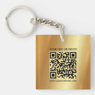 Moderner Eleganter QR-Code Gold doppelseitig platz Schlüsselanhänger