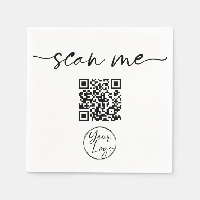 Moderner Eleganter QR Code White Serviette (Vorderseite)
