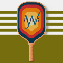 Moderner eleganter Retro-Mit Monogramm Anfangsname Pickleball Schläger