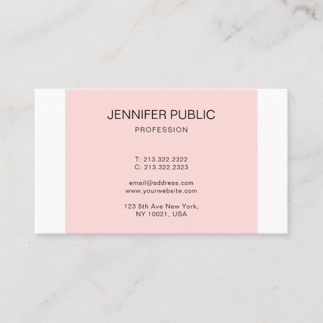 Moderner Eleganter Rosa Minimalistischer Schlichte Visitenkarte (Vorderseite)