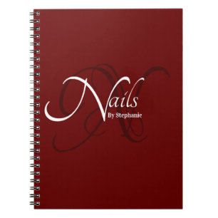 Moderner Eleganter Roter Monogramm Typografie Nail Notizblock
