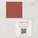 Moderner, eleganter Schneerosa-Honeymoon-Fonds QR- Begleitkarte<br><div class="desc">Ein moderner und trendiger Stil für Ihre Hochzeitsarbeit: eine kühne Typografie und ein elegantes Schneepinken & verbrannte Ziegelfarbe,  leicht zu mischen und zu passen. Vollständig anpassbare Farben und Hintergründe. Ersetzen Sie das Bild durch Ihren eigenen QR-Code,  um Ihren Gästen den Zugang zu Ihrer digitalen Wunscheinrichtung zu ermöglichen.</div>