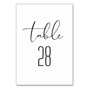 Moderner eleganter Schwarz-Weiß-Hochzeitstisch Tischnummer