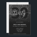 Moderner Eleganter Schwarzer Glitzer 30. Geburtsta Einladung<br><div class="desc">Moderne elegante Schwarze Glitzer 30. Geburtstag Einladung. Minimalistisches 30. Geburtstag Einladung Design mit eleganten Kalligraphie handgeschriebenen Skript-Schriftart.</div>