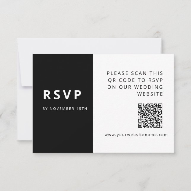 Moderner eleganter schwarzer und weißer Minimalist RSVP Karte (Vorderseite)