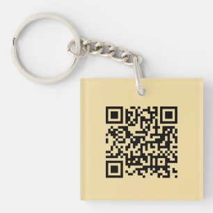 Moderner Eleganter Square Single Sided Gold QR Cod Schlüsselanhänger