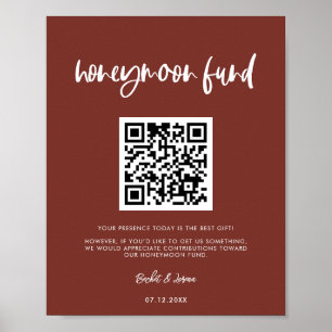 Moderner, eleganter Terracotta Honeymoon Fund QR C Poster