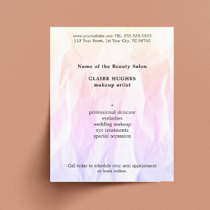Moderner eleganter Textur-hellrosa Makeup-Künstler Flyer