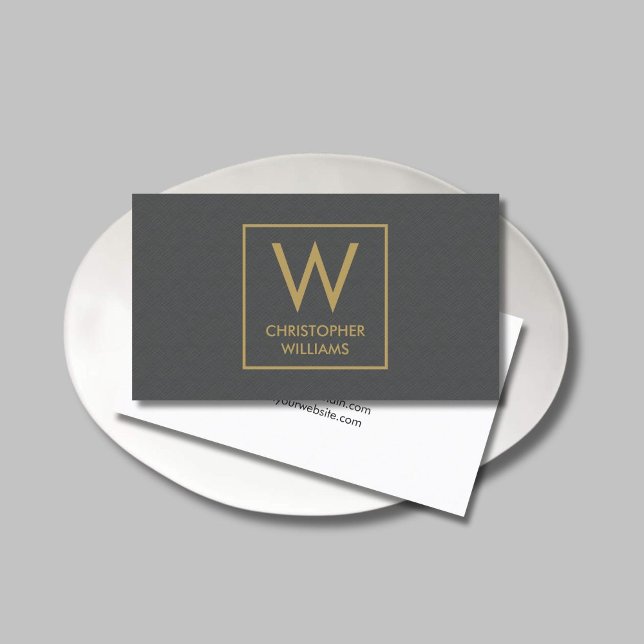 Moderner eleganter Texture Gray Monogram Anwalt Visitenkarte (Von Creator hochgeladen)