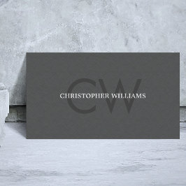 Moderner, eleganter Texturgrau Monogram Consultant Visitenkarte