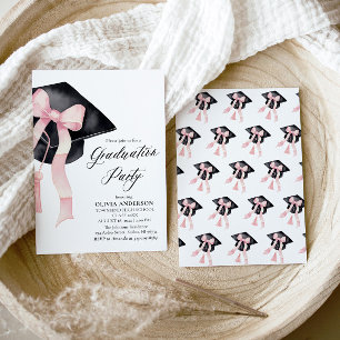 Moderner Eleganter Trendy Stilvoll Pink Bow Abschl Einladung