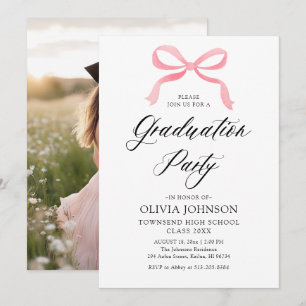 Moderner Eleganter Trendy Stilvoll Pink Bow Abschl Einladung