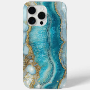 Moderner, eleganter türkisfarbener Marmor Case-Mate iPhone Hülle