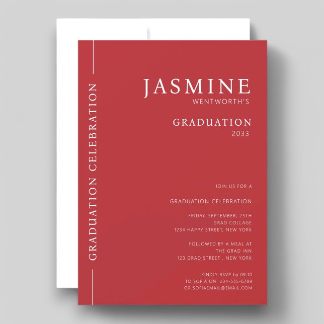 Moderner, eleganter Typograf Einladung (modern simple elegant classy typography grauation invitation class of )