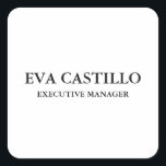 Moderner, eleganter und einfacher White Manager Quadratischer Aufkleber<br><div class="desc">Modernes Design Beruflich und einfach.</div>