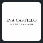 Moderner, eleganter und einfacher White Manager Quadratischer Aufkleber<br><div class="desc">Modernes Design Beruflich und einfach.</div>