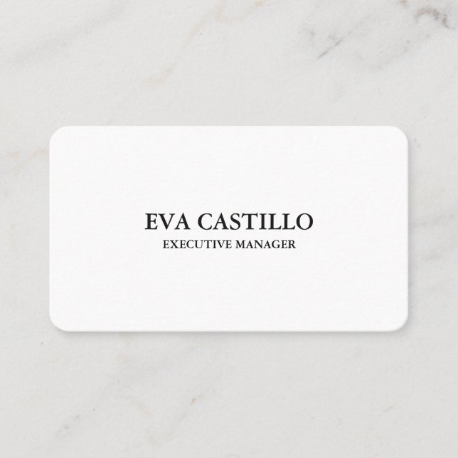 Moderner, eleganter und einfacher White Manager Visitenkarte (Vorderseite)