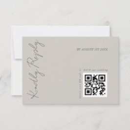 Moderner Eleganter Warm Gray Wedding QR Code RSVP Karte