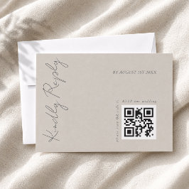 Moderner Eleganter Warm Gray Wedding QR Code RSVP Karte