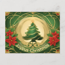 Moderner eleganter Weihnachtsbaum mit goldfarbenem Feiertagspostkarte