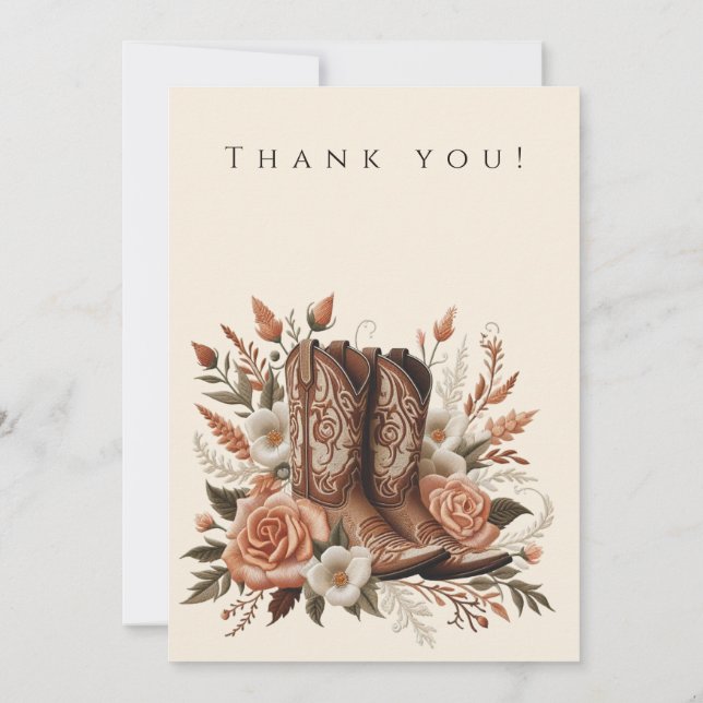 Moderner Eleganter Western - Blume Einladung (Rückseite)