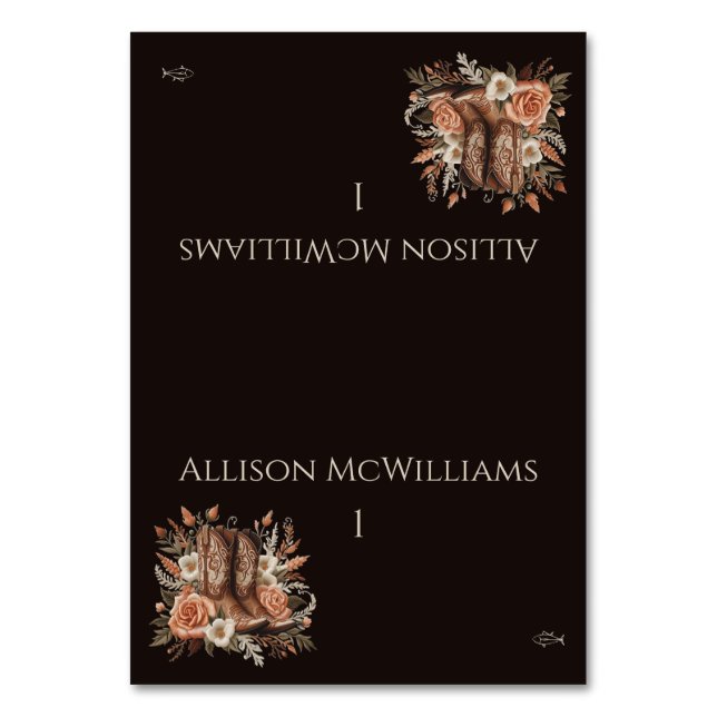 Moderner Eleganter Western - Blume-Fisch Tischnummer (Vorderseite)