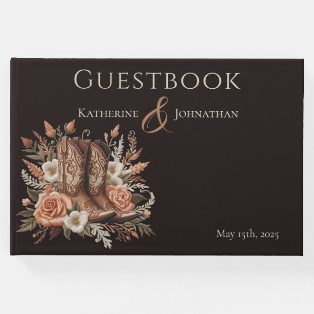 Moderner Eleganter Western - Blume Gästebuch (Vorderseite)