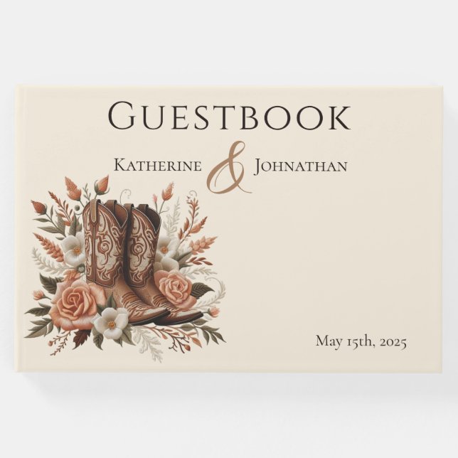 Moderner Eleganter Western - Blume Gästebuch (Vorderseite)