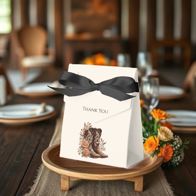 Moderner Eleganter Western - Blume Geschenkschachtel (Country Western-Flowers with Cowboy Boots-Wedding Favor Boxes)