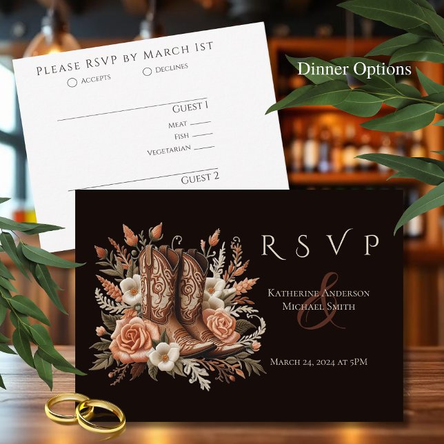 Moderner Eleganter Western - Blume RSVP Karte (Modern Elegant Country Western- Flowers RSVP Card )